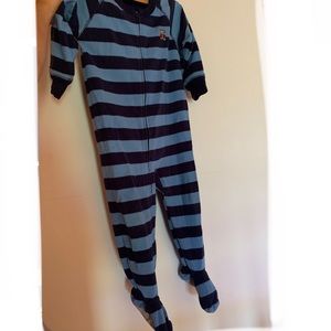Toddler zip up striped footie pjs